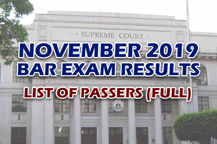 BAR Exam Results November 2019 List Of Passers (FULL)