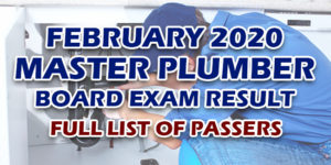 Master Plumber Board Exam Result February 2020