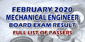 Mechanical Engineer Board Exam Result February 2020
