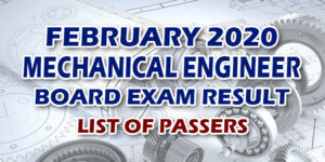 Mechanical Engineer Board Exam Result February 2020