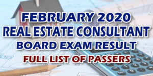 Real Estate Consultant Board Exam Result February 2020