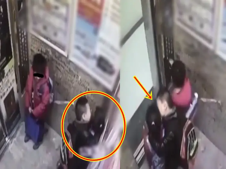 Young Boy Kissing Girl Inside Closed Elevator Caught on CCTV Camera