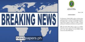Coronavirus Patient in manila died DOH