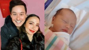 Martine Cajucom gives birth