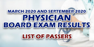 Physician Board Exam Results list of passers