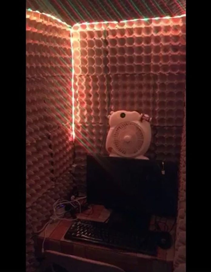 Creative Dad Creates Soundproof Room Using Egg Trays for Call Center