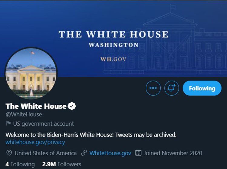 Twitter Transfers @POTUS Account To US President Joe Biden