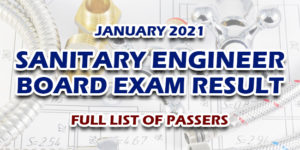 Sanitary Engineer Board Exam Result January 2021