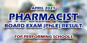 Pharmacist PhLE Board Exam Result April 2021 TOP PERFORMING SCHOOLS