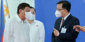 Chinese Ambassador to the Philippines Huang Xilian and President Rodrigo Duterte