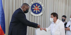 President Rodrigo Duterte and US Defense Secretary Lloyd Austin