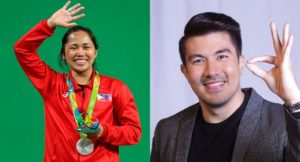 Hidilyn Diaz and Luis Manzano