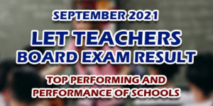 LET Teachers Board Exam Result September 2021 TOP PERFORMING & PERFORMANCE OF SCHOOLS