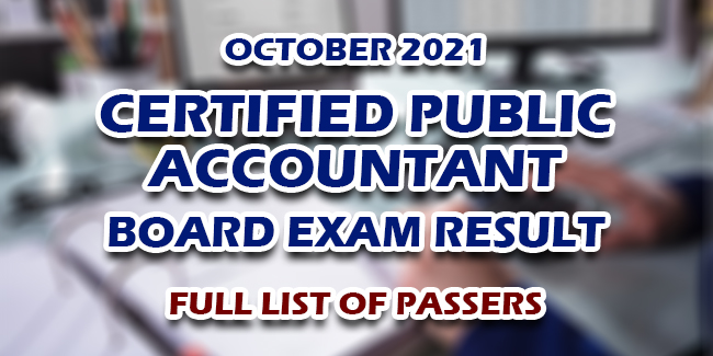 Cpa Board Exam Result October 2021 Full List