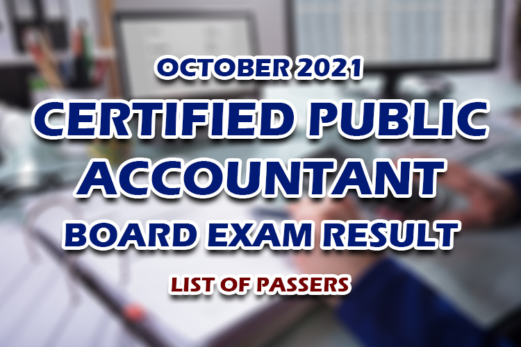 CPA Board Exam Result October 2021 LIST OF PASSERS