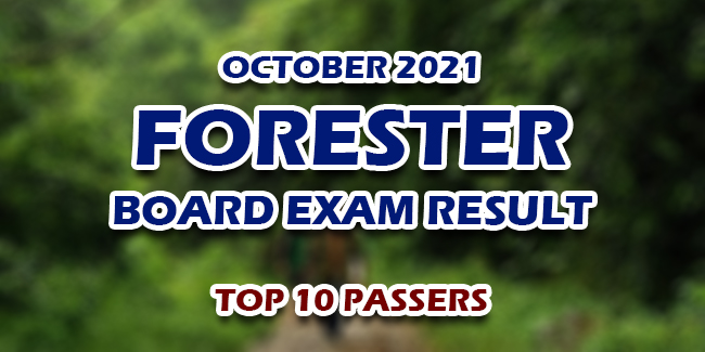 Forester Board Exam Result October 2021 TOP 10 PASSERS