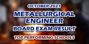 Metallurgical Engineer Board Exam Result October 2021 TOP PERFORMING SCHOOLS