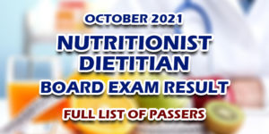 Nutritionist Dietitian Board Exam Result October 2021 FULL LIST
