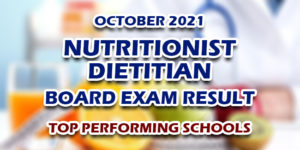 Nutritionist Dietitian Board Exam Result October 2021 TOP PERFORMING SCHOOLS