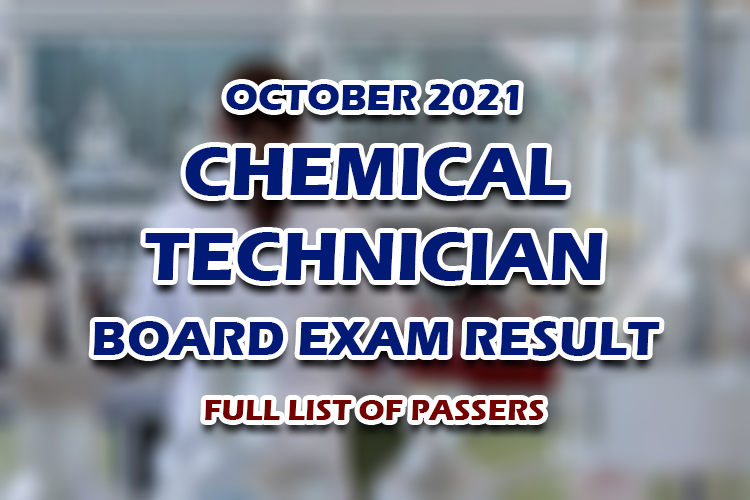 Chemical Technician Board Exam Result October 2021 FULL LIST