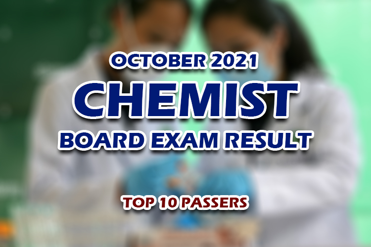 Chemist Board Exam Result October 2021 TOP 10 PASSERS