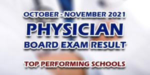 Physician Board Exam Result October-November 2021 TOP PERFORMING SCHOOLS