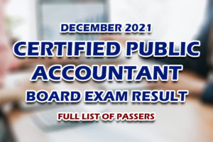 Certified Public Accountant CPA Board Exam Result December 2021 FULL LIST