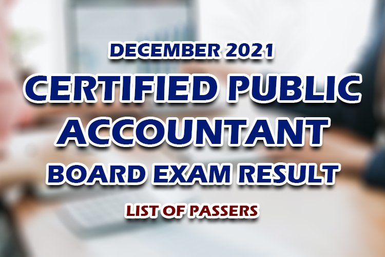 Certified Public Accountant CPA Board Exam Result December 2021 LIST OF ...