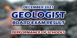 Geologist Board Exam Result December 2021 PERFORMANCE OF SCHOOLS