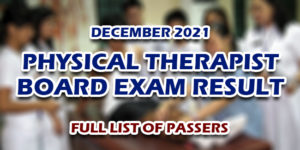 Physical Therapist Board Exam Result December 2021 FULL LIST