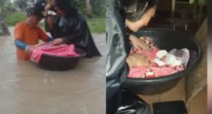 Odette evacuation - baby in tub