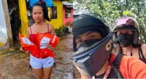 delivery rider and wife