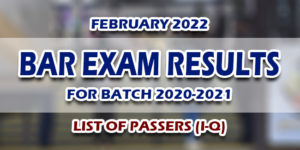 BAR Exam Results February 2022 LIST OF PASSERS (I-Q)