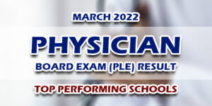 Physician Board Exam PLE Result March 2022 TOP PERFORMING SCHOOLS