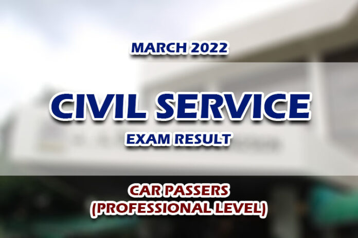 Civil Service Exam Cse Result March Car Passers Professional