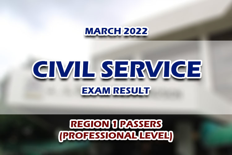 Civil Service Exam CSE Result March 2022 Region 1 PASSERS (Professional)