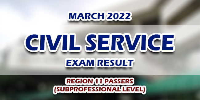 Civil Service Exam CSE Result March Region PASSERS Subprofessional