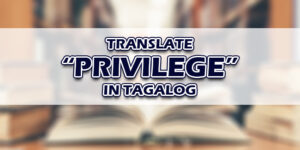 Privilege In Tagalog