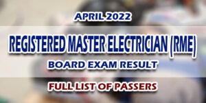 Registered Master Electrician RME Board Exam Result April 2022 FULL LIST