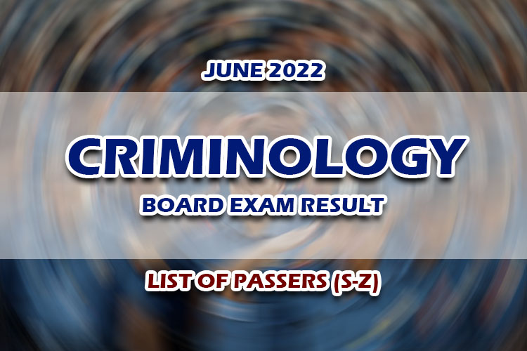 Criminology Board Exam Cle Result June List Of Passers S Z