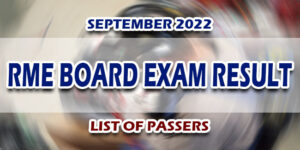 RME Board Exam Result September 2022 LIST OF PASSERS