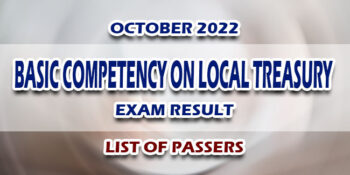Basic Competency on Local Treasury Exam Result October 2022 LIST OF PASSERS