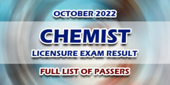 Chemist Licensure Exam Result October 2022 FULL LIST