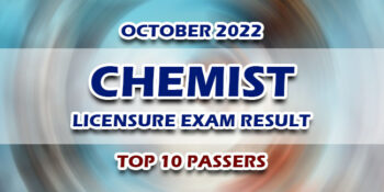 Chemist Licensure Exam Result October 2022 TOP 10 PASSERS