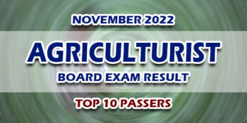 Agriculturist Board Exam Result November 2022 TOP 10 PASSERS