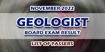 Geologist Board Exam Result November 2022 LIST OF PASSERS