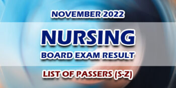 Nursing Board Exam Result November 2022 LIST OF PASSERS (S-Z)
