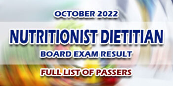 Nutritionist Dietitian Board Exam Result October 2022 FULL LIST