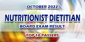 Nutritionist Dietitian Board Exam Result October 2022 TOP 10 PASSERS