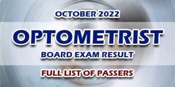 Optometrist Board Exam Result October 2022 FULL LIST